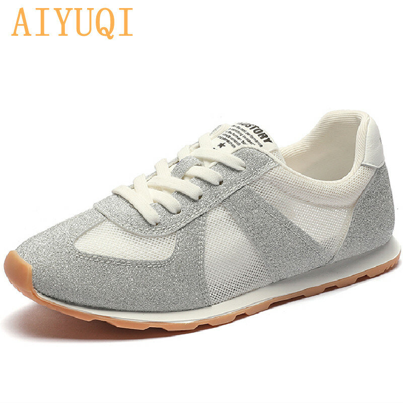 AIYUQI أحذية رياضية النساء 2021 صيف جديد شبكة حذاء كاجوال مسطح الفتيات احذية الجري الكورية موضة النساء