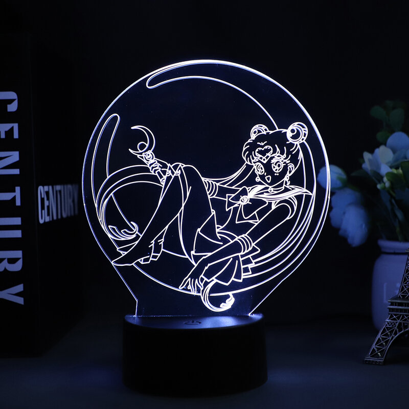 الاكريليك ثلاثية الأبعاد أنيمي مصباح أضواء الليل مصباح تمثال الإضاءة لغرفة النوم الكرتون كاريكاتير ضوء مصباح ديكور المنزل هدية