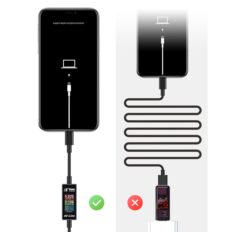 AV-Line ذكي خط الكشف عن الشحن USB كابل شحن آيفون/سامسونج الهاتف المحمول الجهد والرصد الحالي