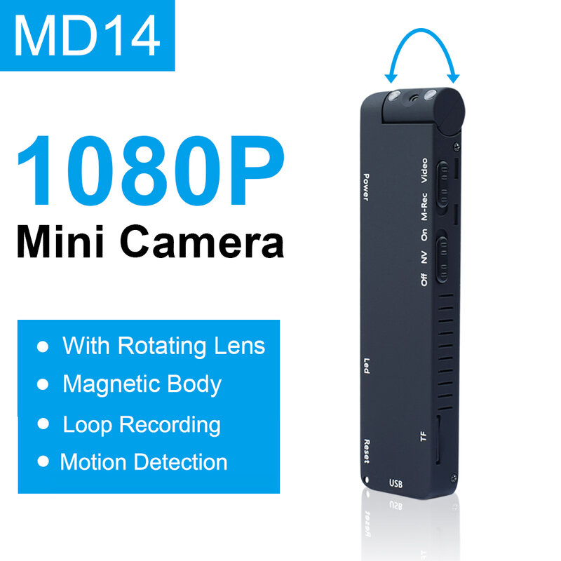 1080P كاميرا صغيرة كاميرا مايكرو HD للرؤية الليلية الجوي الرياضة الذكية DV مسجل كاميرا صوت MD14 كاميرا