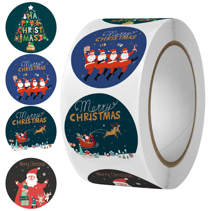 100-500 قطعة عيد ميلاد سعيد اليدوية ملصقا 1 بوصة الحيوانات ثلج الأشجار ملصقات الزخرفية التفاف هدية صندوق عيد الميلاد العلامات