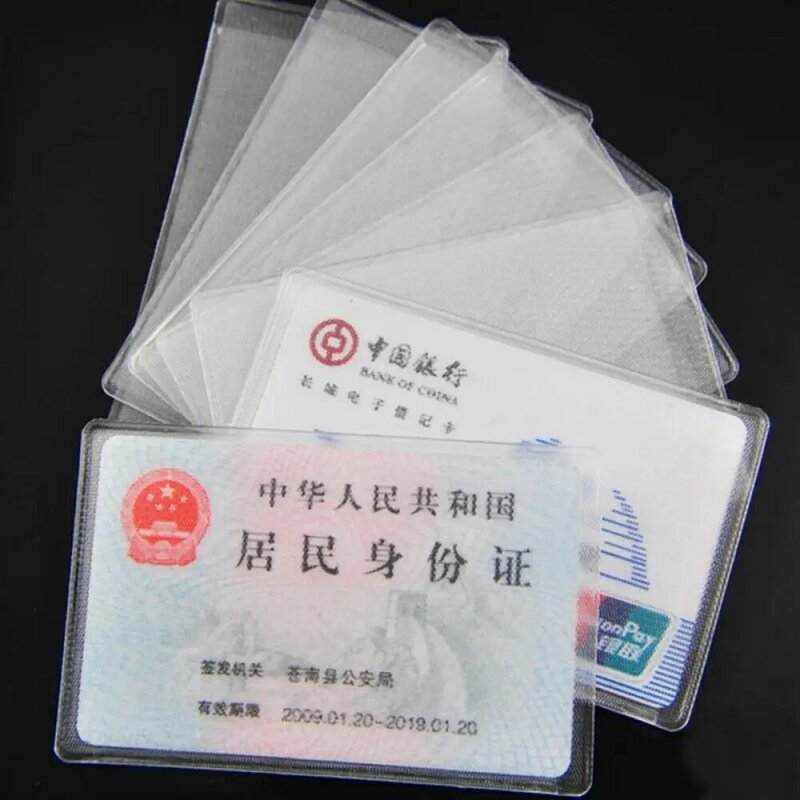 10 قطعة حامل بطاقة شفافة مقاوم للماء حامل بطاقة الهوية البلاستيكية لحماية بطاقات الائتمان بطاقة حامي حامل بطاقة