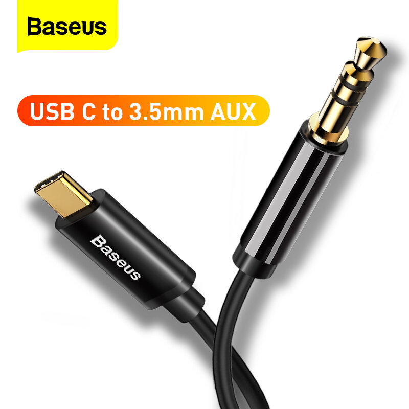 Baseus USB C إلى 3.5 مللي متر AUX كابل سيارة الصوت نوع C ذكر إلى جاك محول ذكر لسامسونج هواوي شاومي السيارات لوازم السيارات كابل
