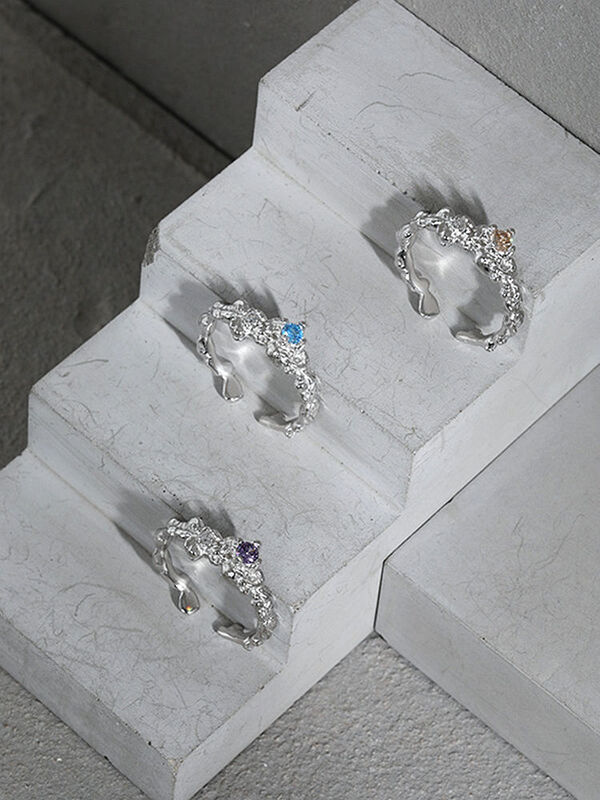 S'STEEL فضة 925 الزركون تصميم غير النظامية مايكرو الملمس افتتاح حلقة هدايا للنساء الشرير الزفاف 2021 غرامة مجوهرات