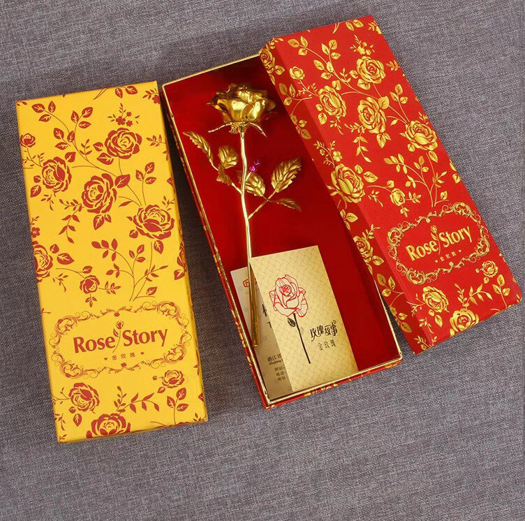 زهرة مطلية بالذهب الوردي عيار 24 ، هدية عيد الحب لصديقته ، صندوق هدايا مجاني