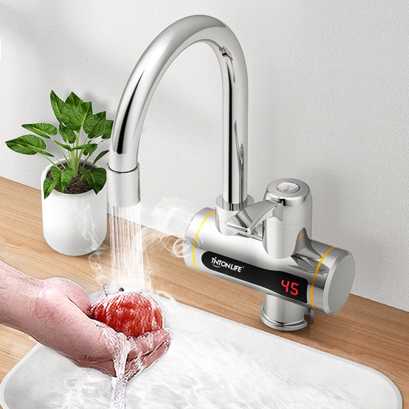 Instant Tankless Electric Hot Water Heater Faucet Kitchen Heating Tap Water Heater with LED Temperature Display