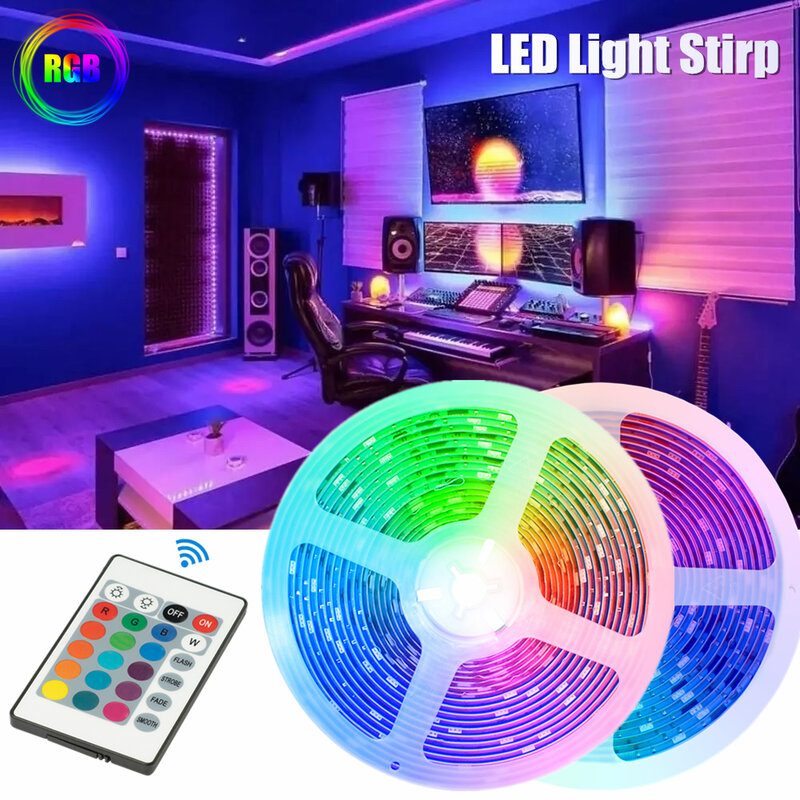 RGB LED قطاع ضوء مرنة الديكور ديود مصباح سلسلة تحكم عن بعد لغرفة النوم خلفية التلفزيون الشريط USB إضاءة ديكوريّة