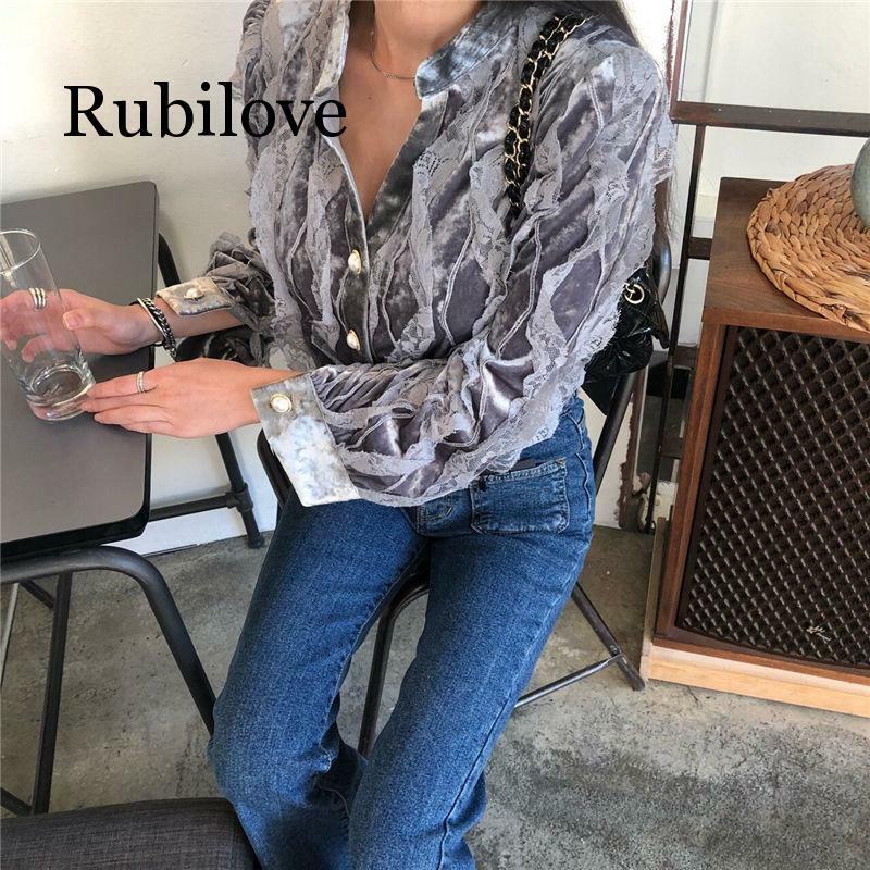 Rubilove-قميص نسائي كوري ، عتيق ، فضفاض ، عصري ، متناسق مع كل الملابس ، مكتب ، 3 ألوان ، ربيع وخريف 2019