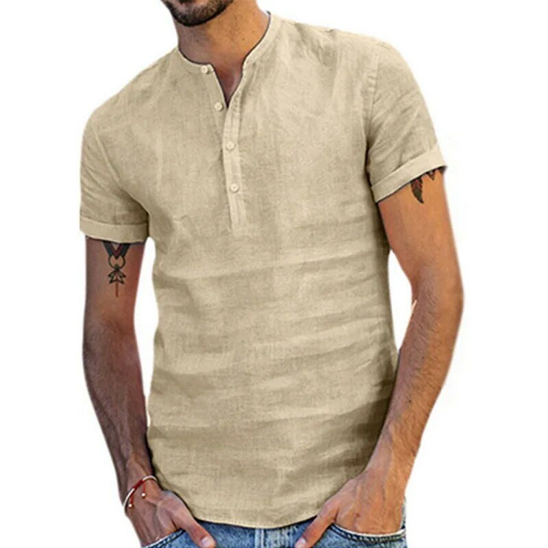 جديد 2021 قميص رجالي للربيع والصيف قميص غير رسمي قمصان قصيرة الأكمام قميص رجالي بياقة فضفاضة