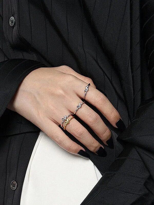 S'STEEL 925 فضة تصميم بسيط القلب الزركون خاتم الذهب هدايا للنساء العصرية لطيف الزفاف 2021 الاتجاه غرامة مجوهرات