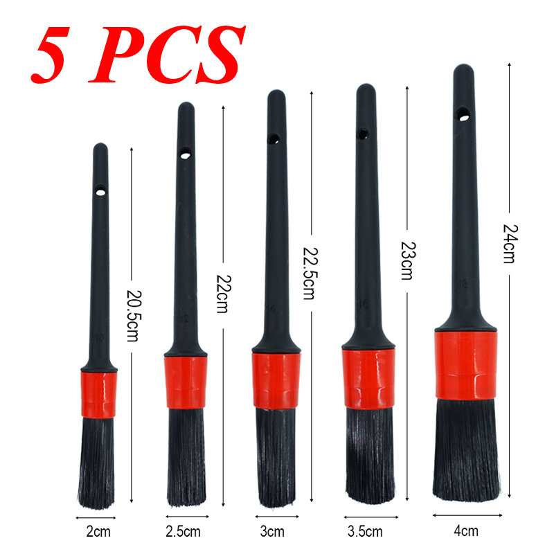 5PCS Car Detailing Brushes Cleaning Brush Set for Cleaning Wheels Tire Interior Exterior Leather Air Vents Car Cleaning Kit Tool