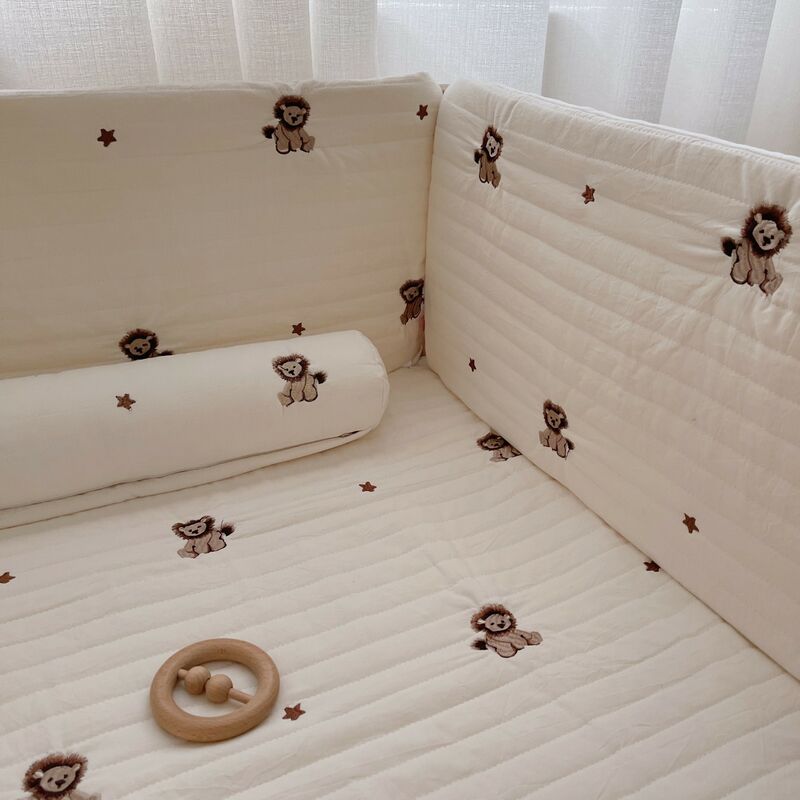 الكورية الطفل مبطن ورقة ل سرير طفل شراشف سرير القطن الأسد المطرزة الاطفال الأطفال الرضع أغطية سرير الطفل الفراش Bedcover