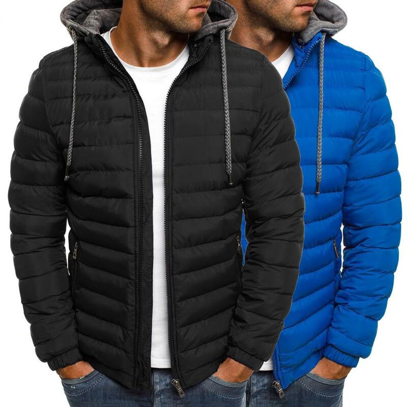 معطف رجالي بلون جيوب عادية مبطن بلون معطف الشتاء