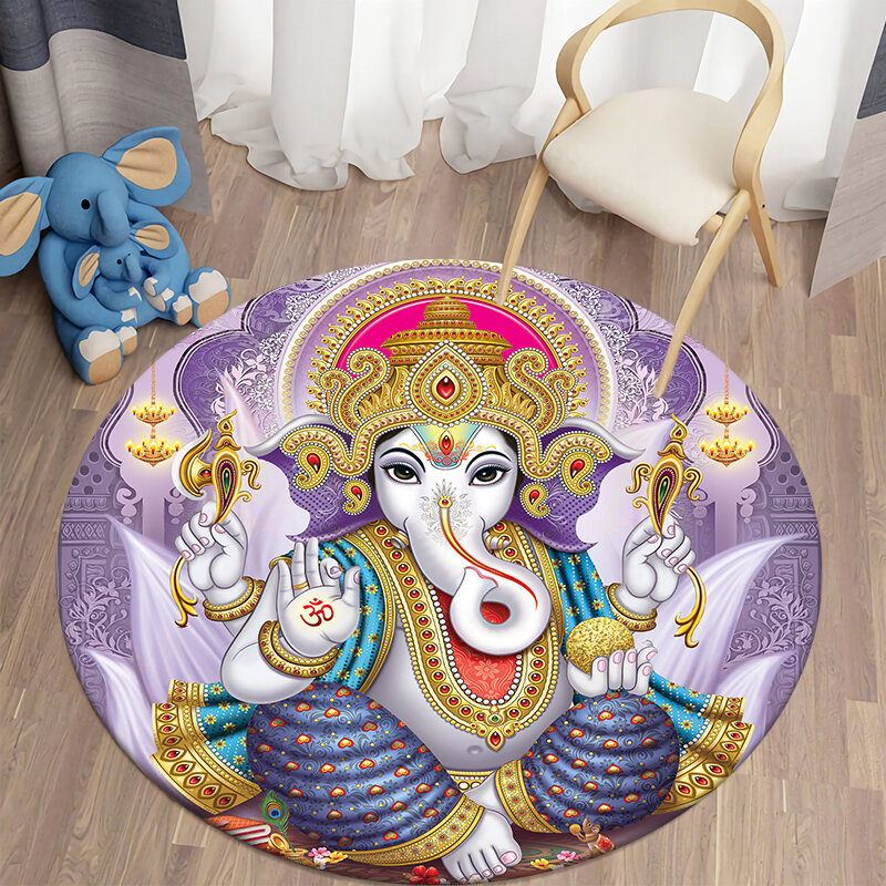 Ganesha السجاد المستديرة لغرفة المعيشة غرفة نوم منطقة البساط لينة الفانيلا حصيرة البوهيمي غرفة السجاد Tapis ديكور المنزل