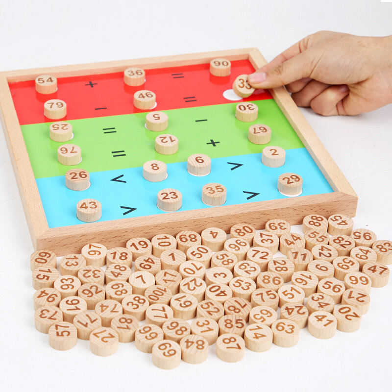 الرياضيات مونتيسوري ألعاب خشبية تعليمية للأطفال طفل 1-100 أرقام الجدول إضافة الطرح التعلم وسائل تعليمية تعليمية
