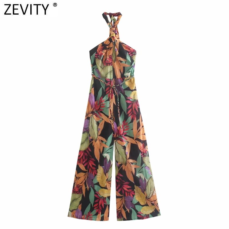 Zevity 2021 المرأة الاستوائية الأزهار طباعة بنطال ذو قصة أرجل واسعة الرسن حللا شيك سيدة مثير عارية الذراعين الجانب زيبر عادية السروال القصير P1134