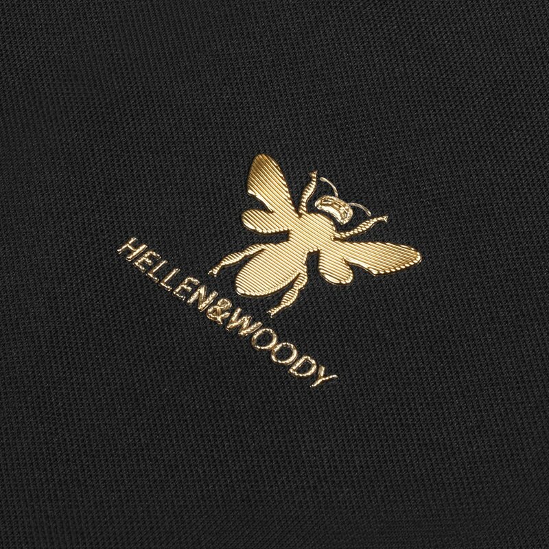 HELLEN & WOODY الصيف المطبوعة شعار بولو التي شيرت للرجال قصيرة الأكمام السببية الرسم الأعمال الذهبي النحل القطن يزين بلايز تيز