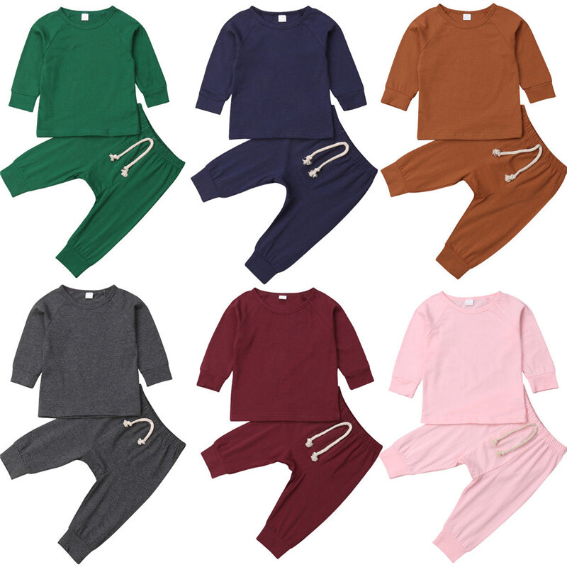 ملابس نوم للأطفال حديثي الولادة طفل صبي فتاة بلون منامة مجموعة القطن ملابس خاصة ملابس النوم ملابس كاجوال الزي 0-24 متر