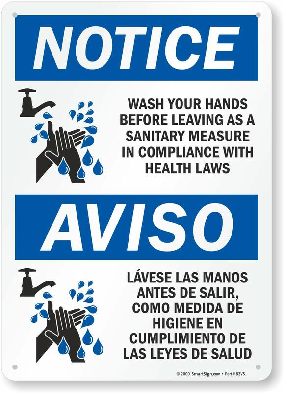 "إشعار غسل يدك قبل أن تُترك كمقياس صحي" علامة ثنائية لغال | 8 "x 12" بلاستيك