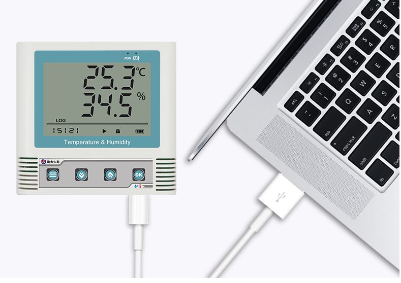 USB عالية الدقة درجة الحرارة والرطوبة الاستشعار مستودع سلسلة الباردة الطب خزانة عالية الدقة 0.1 ℃ ، 1.5% RH)