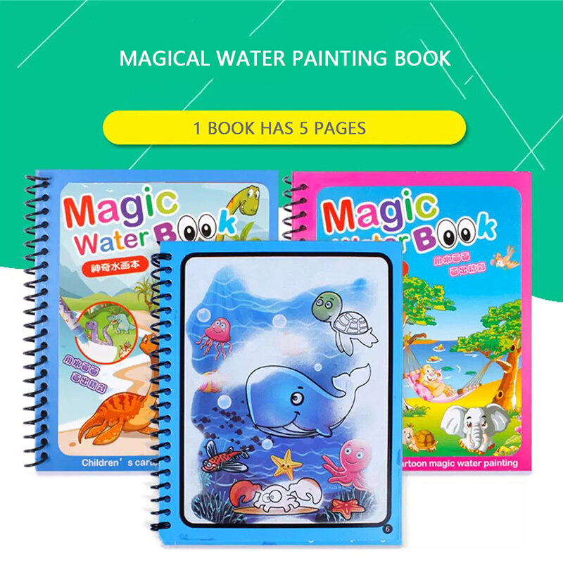 ماجيك المياه دفتر رسم قابلة لإعادة الاستخدام تلوين كتاب مع القلم خربش اللوحة مجلس ألعاب مونتيسوري للأطفال الأطفال الإبداعية هدية