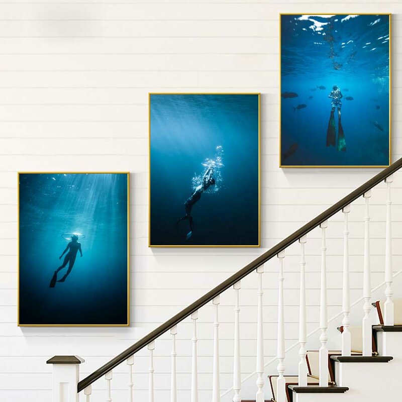 الرقم النفط اللوحة الأزرق المحيط الغوص آلهة المشارك هدية اللوحة قماش اللوحة غرفة المعيشة الممر ديكور المنزل جدارية