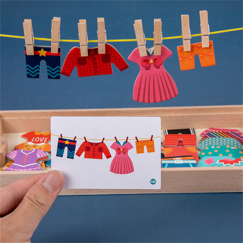 الإبداعية لغز الملابس التجفيف و خلع الملابس لعبة الكرتون لطيف آمنة خشبية ورقة الألغاز لتحسين الإدراك الطفل مونتيسوري
