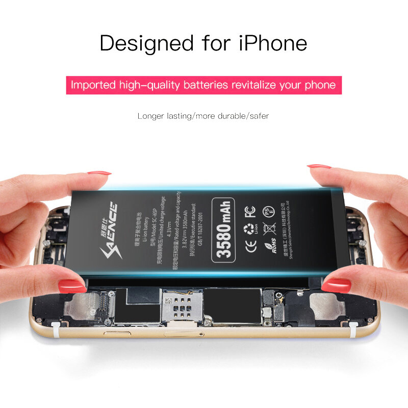 بطارية هاتف أصلية جديدة لعام 100% لهواتف iPhone 5 5s 5C SE 6 6S 7 8 Plus X XS MAX XR 11 0 بطارية استبدال ذات سعة عالية