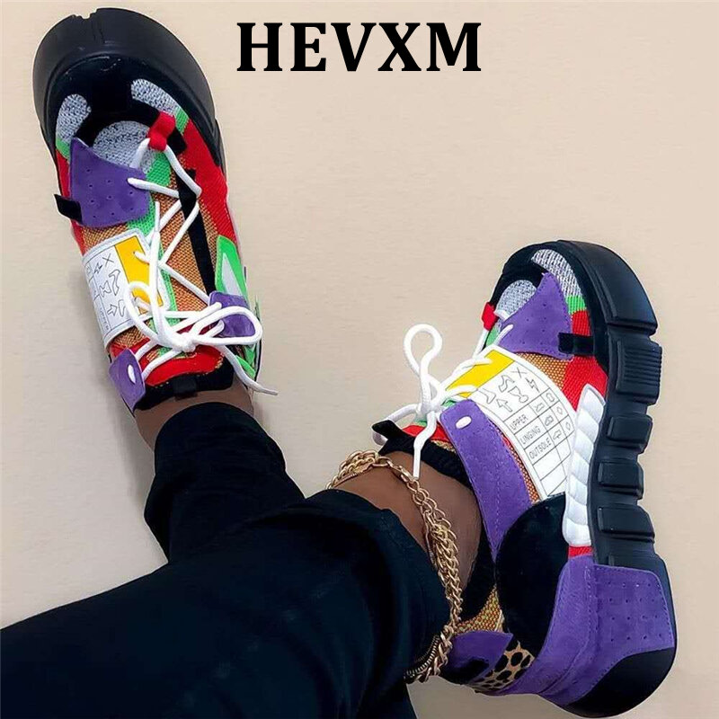 HEVXM رائجة البيع 2020 حجم كبير 43 لون المزيج INS الساخن فلكنيز أحذية امرأة منصة الدانتيل يصل حذاء مريح النساء أحذية رياضية #4