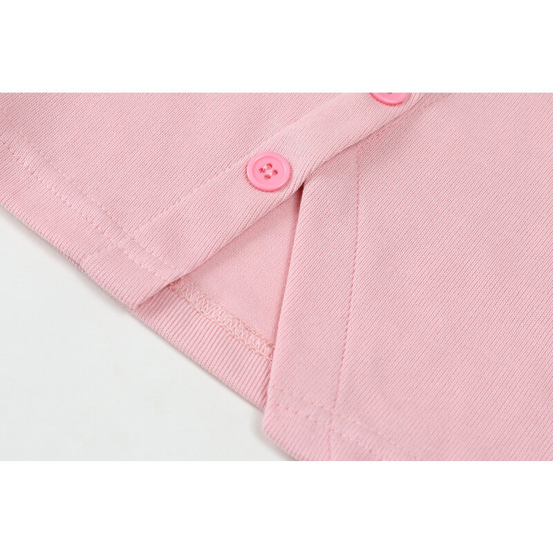 الوردي بولو تي شيرت بياقة المرأة قصيرة الأكمام تي زر قميص قصير المرأة الصيف الكورية موضة 2021 متماسكة
