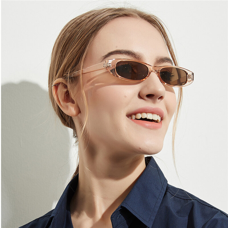 الأزياء خمر مستطيل النظارات الشمسية المرأة مربع صغير إطار العلامة التجارية مصمم السيدات القط العين نظارات شمسية ريترو نحيل نظارات