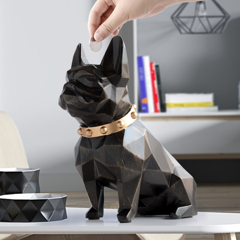 الفرنسية البلدغ حصالة نقود معدنية صندوق حصالة على شكل حيوان تمثال ديكورات المنزل عملة صندوق تخزين حامل لعبة طفل حصالة هدية الكلب للأطفال