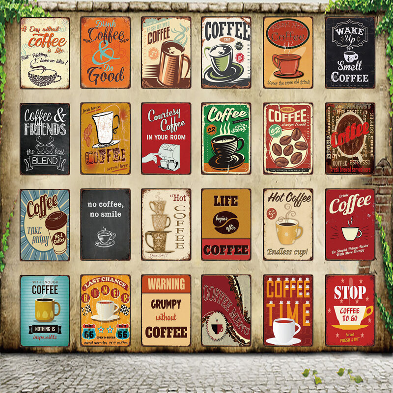 [ويلككرافت] مقهى MenuSmell القهوة المعادن تسجيل الملصقات الفن خمر جدارية اللوحة ديكور مخصص WW7