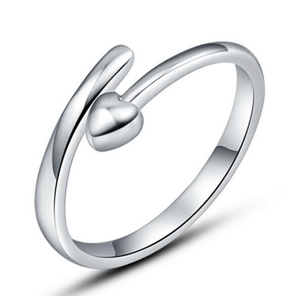 OMHXZJ-خاتم من الفضة الإسترليني عيار 925 مفتوح قابل للتعديل ، هدية لمحبي القلب الأبدي ، بالجملة ، RG27