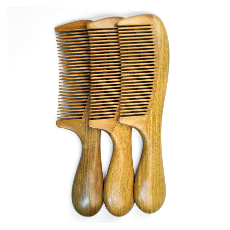 مينج تشينغ-أمشاط شعر مصنوعة من خشب الصندل ، صناعة يدوية ، بمقبض دائري ، مشط طبيعي ناعم ، عناية مضادة للكهرباء الساكنة