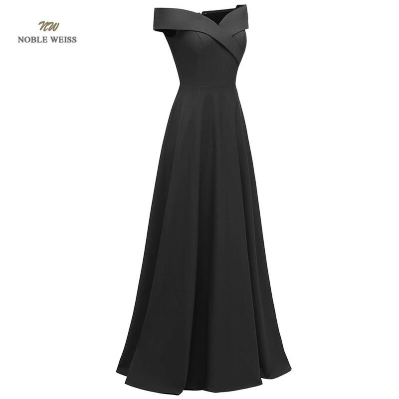 فستان سهرة ساتان أسود ، ياقة قارب ، طول الأرض ، ثوب حفلة ، أرجوحة ، متوفر