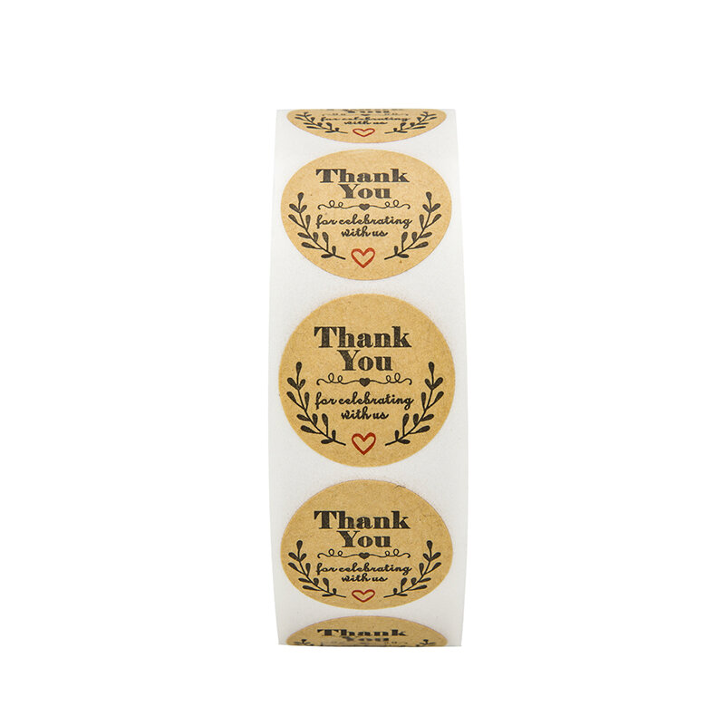 1000pcs Natural Kraft olive round thank you Stickers seal labels for celebrating with us labels stickers and stationery sticker