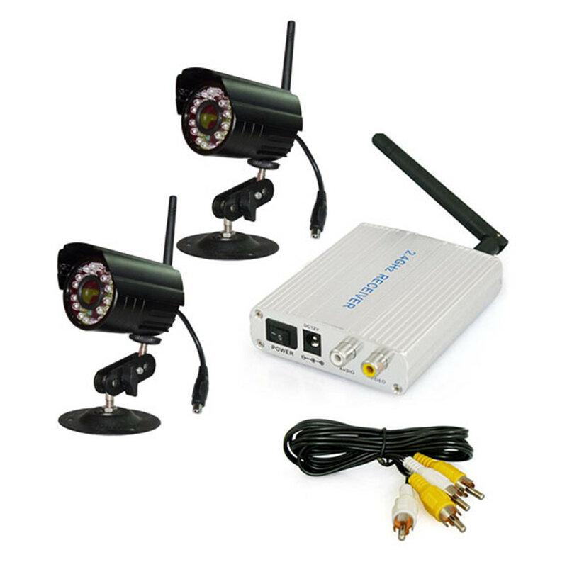 1V2 اثنين 2.4Ghz كاميرا لا سلكية الأشعة تحت الحمراء للرؤية الليلية ل نظام الدائرة التلفزيونية المغلقة اللاسلكية مراقبة الطفل