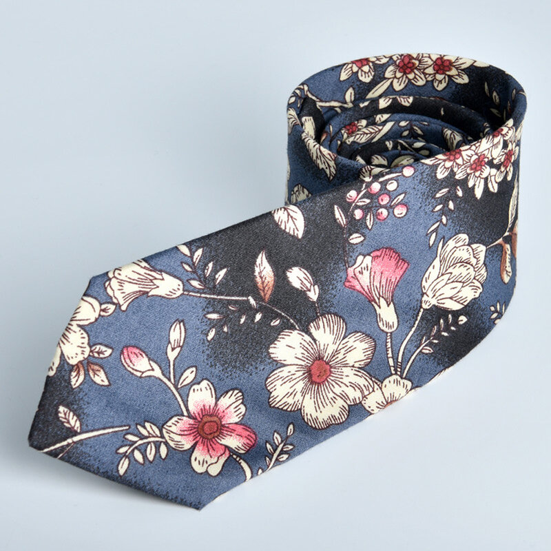 الرجال ربطة العنق 7 سنتيمتر الزهور المطبوعة القطن الأعمال الرقبة التعادل حزب اكسسوارات BWTRS0333