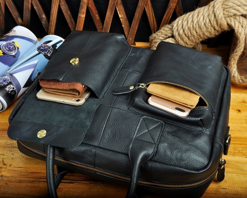 سميكة الحبوب والجلود الرجال حقيبة يد فريدة من نوعها حقيبة أعمال وثيقة التجارية حقيبة لابتوب محفظة الملحق الذكور حمل حقيبة b331