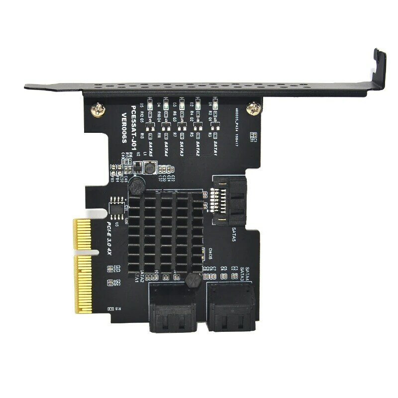 JMS585 رقاقة 5 منافذ SATA 3.0 إلى PCIe بطاقة التوسع 4X Gen 3 PCI express SATA محول SATA 3 مع بالوعة الحرارة ل HDD
