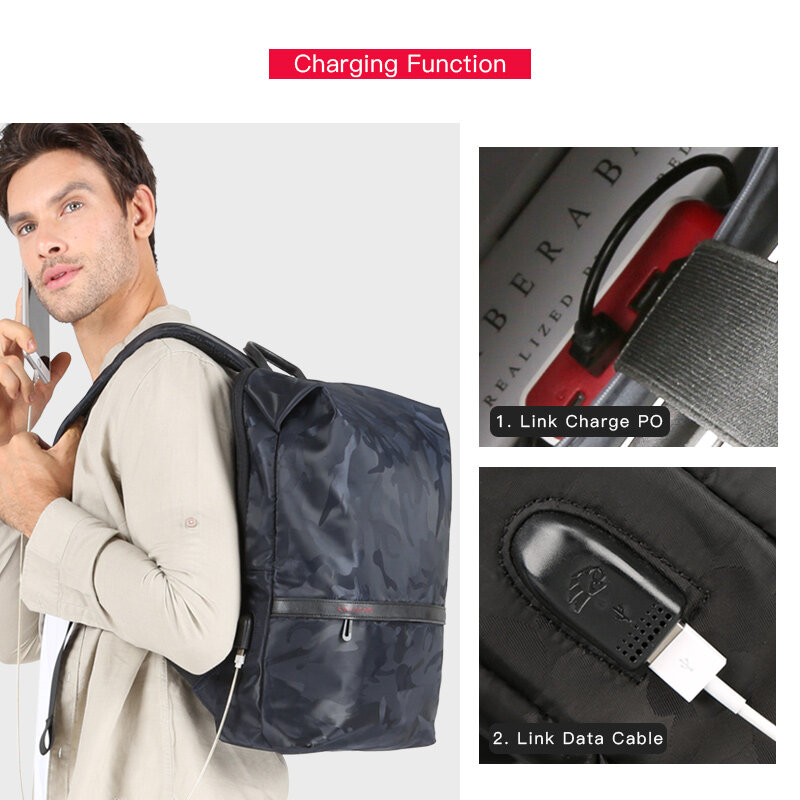 Kingsons-حقيبة ظهر للكمبيوتر المحمول مقاس 15.6 بوصة للرجال ، حقيبة ظهر كبيرة السعة ، حقيبة كتف للطلاب ، غير رسمية مقاومة للماء