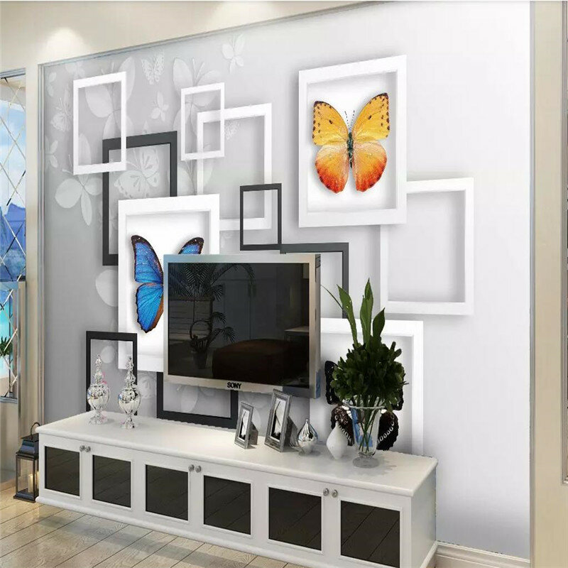 3D الخيال فراشة المعيشة غرفة التلفزيون حائط الخلفية المهنية إنتاج جدارية خلفية مخصصة المشارك الصورة جدار