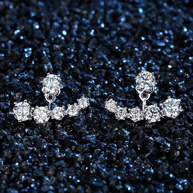 925 حلَق من الفضّة الاسترليني للنساء زفاف خطوبة مجوهرات الأزياء العصرية نمط تألق زركون بالجملة
