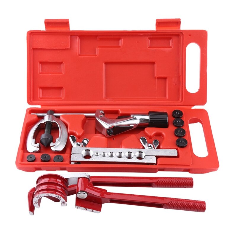 11pc Pipe Flaring Kit Brake Fuel Tube Repair Flare Kit With Cutter Bending Tool Set for 1/4inch 5/16inch and 3/8inch pipe