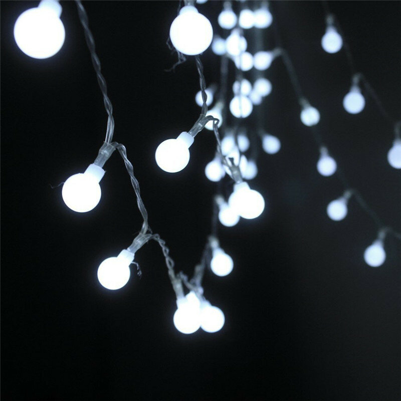 10 متر 20 متر 30 متر 50 متر Led سلسلة أضواء مع الكرة البيضاء AC110V/220 فولت عطلة الديكور مصباح مهرجان عيد الميلاد أضواء الإضاءة في الهواء الطلق
