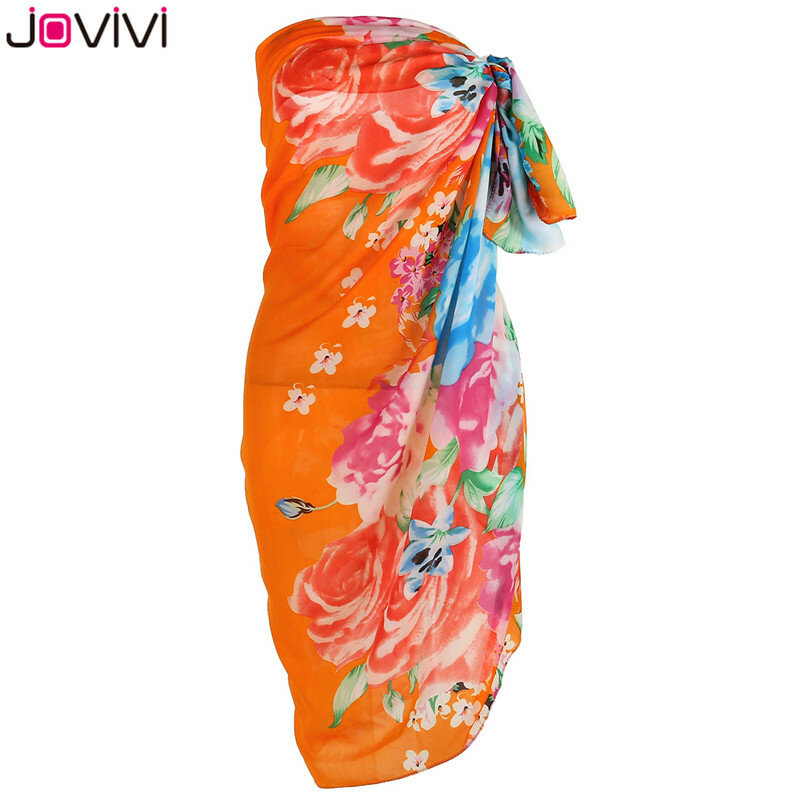 Jovivi 1 قطعة العلامة التجارية الجديدة المرأة الأزهار ملابس الشيفون التستر سارنغ للشاطئ ملابس السباحة التفاف لفصل الصيف 2 ألوان اختياري #2