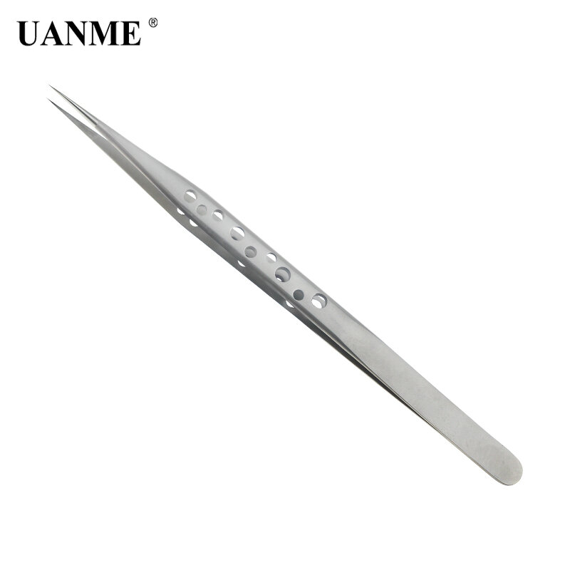 UANME AT-19K 19H الفولاذ المقاوم للصدأ مستقيم الدقة مستقيم منحني 9 حفرة إطالة ملاقط للهاتف المحمول إصلاح أداة