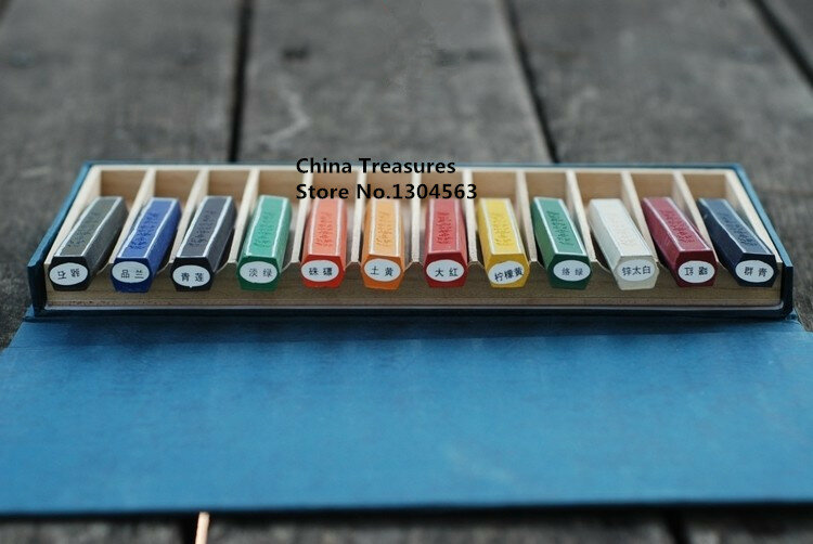 12 قطعة/المجموعة/مجموعة جودة عالية من أقلام الحبر الصينية التقليدية الصلبة للخط العربي Cao sugong الملون 12 لون حبر الطلاء الصيني #2