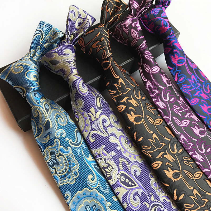 جديد كلاسيكي بيزلي الذهب الجاكار المنسوجة الحرير الرجال التعادل ربطة العنق